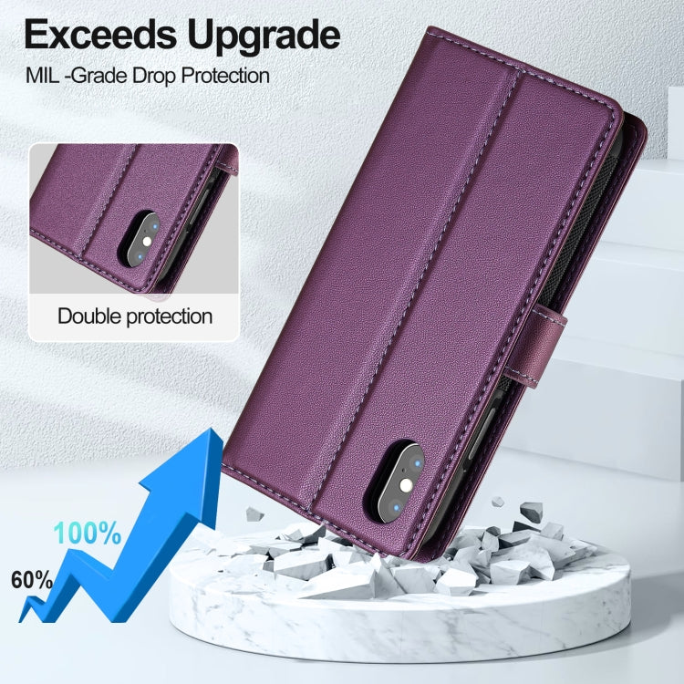 For iPhone X / XS LC.IMEEKE L2 Series Detachable Magsafe PU Phone Case with Lanyard(Purple) - More iPhone Cases by LC.IMEEKE | Online Shopping South Africa | PMC Jewellery | Buy Now Pay Later Mobicred