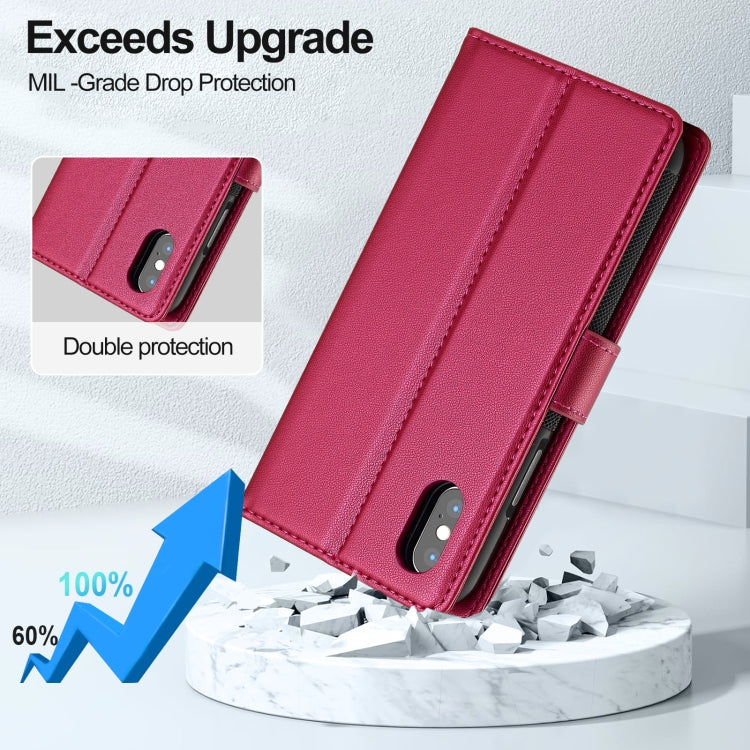 For iPhone X / XS LC.IMEEKE L2 Series Detachable Magsafe PU Phone Case with Lanyard(Red) - More iPhone Cases by LC.IMEEKE | Online Shopping South Africa | PMC Jewellery | Buy Now Pay Later Mobicred