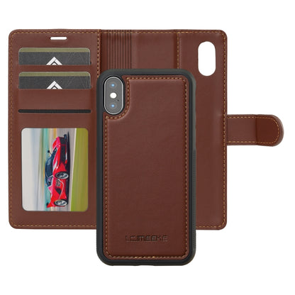 For iPhone XS Max LC.IMEEKE L2 Series Detachable Magsafe PU Phone Case with Lanyard(Brown) - More iPhone Cases by LC.IMEEKE | Online Shopping South Africa | PMC Jewellery | Buy Now Pay Later Mobicred