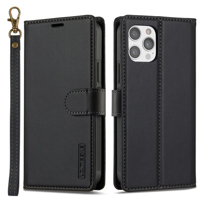 For iPhone 12 Pro Max LC.IMEEKE L2 Series Detachable Magsafe PU Phone Case with Lanyard(Black) - iPhone 12 Pro Max Cases by LC.IMEEKE | Online Shopping South Africa | PMC Jewellery | Buy Now Pay Later Mobicred