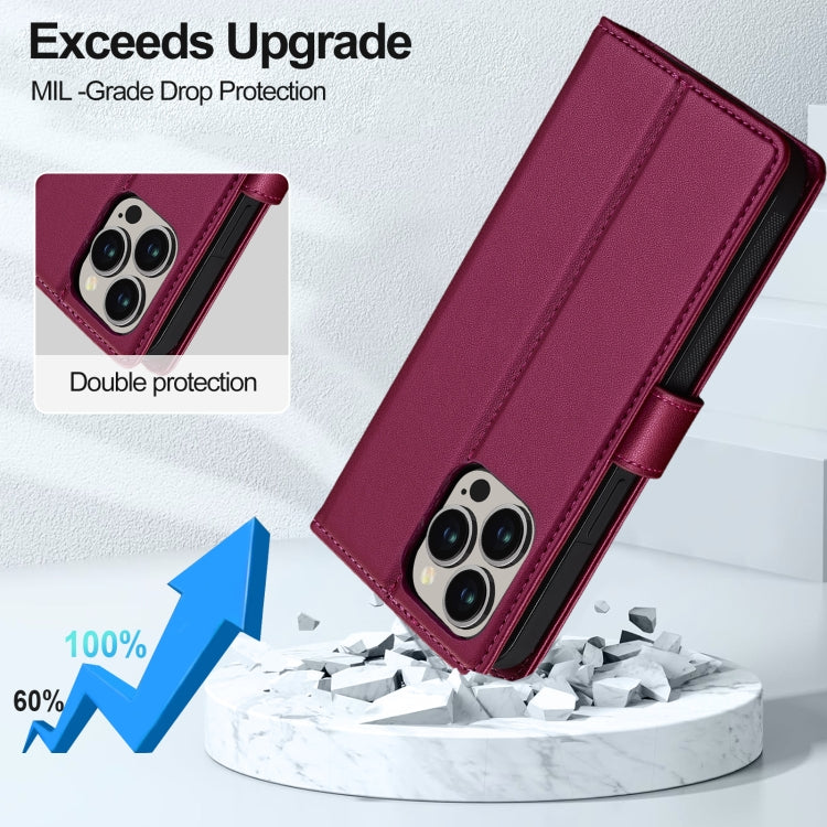 For iPhone 13 Pro LC.IMEEKE L2 Series Detachable Magsafe PU Phone Case with Lanyard(Red) - iPhone 13 Pro Cases by LC.IMEEKE | Online Shopping South Africa | PMC Jewellery | Buy Now Pay Later Mobicred