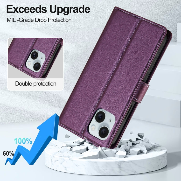 For iPhone 13 LC.IMEEKE L2 Series Detachable Magsafe PU Phone Case with Lanyard(Purple) - iPhone 13 Cases by LC.IMEEKE | Online Shopping South Africa | PMC Jewellery | Buy Now Pay Later Mobicred