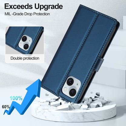 For iPhone 14 LC.IMEEKE L2 Series Detachable Magsafe PU Phone Case with Lanyard(Blue) - iPhone 14 Cases by LC.IMEEKE | Online Shopping South Africa | PMC Jewellery | Buy Now Pay Later Mobicred