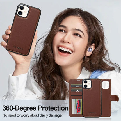 For iPhone 11 LC.IMEEKE L2 Series Detachable Magsafe PU Phone Case with Lanyard(Brown) - iPhone 11 Cases by LC.IMEEKE | Online Shopping South Africa | PMC Jewellery | Buy Now Pay Later Mobicred