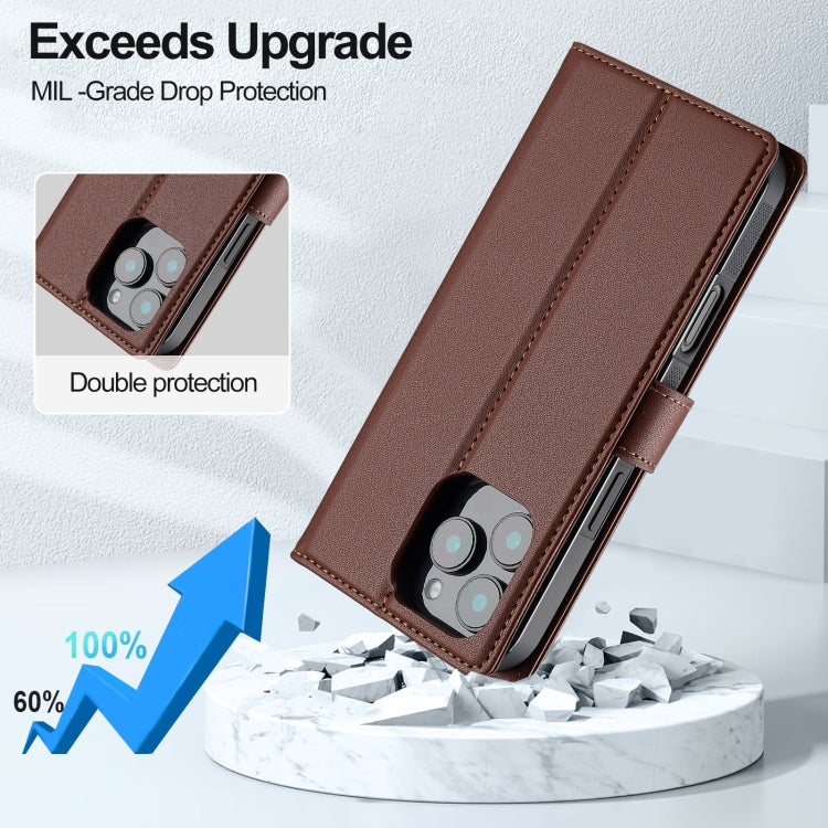 For iPhone 16 Pro Max LC.IMEEKE L2 Series Detachable Magsafe PU Phone Case with Lanyard(Brown) - iPhone 16 Pro Max Cases by LC.IMEEKE | Online Shopping South Africa | PMC Jewellery | Buy Now Pay Later Mobicred