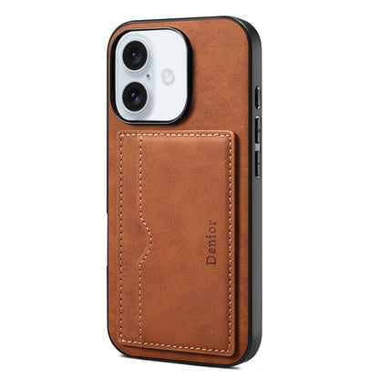 For iPhone 16 Plus Denior D08 PU Single Card Slot Holder Phone Case(Brown) - iPhone 16 Plus Cases by Denior | Online Shopping South Africa | PMC Jewellery | Buy Now Pay Later Mobicred