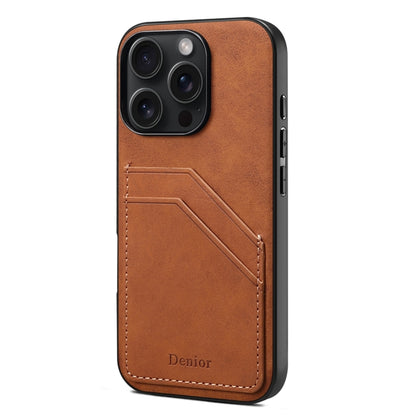 For iPhone 16 Pro Max Denior D09 PU Dual Card Slot Back Cover Phone Case(Brown) - iPhone 16 Pro Max Cases by Denior | Online Shopping South Africa | PMC Jewellery | Buy Now Pay Later Mobicred