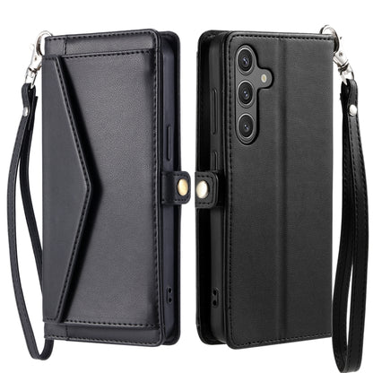 For Samsung Galaxy S25+ 5G Wallet Multi-card Slot Leather Phone Case with Lanyard(Black) - Galaxy S25+ 5G Cases by PMC Jewellery | Online Shopping South Africa | PMC Jewellery | Buy Now Pay Later Mobicred