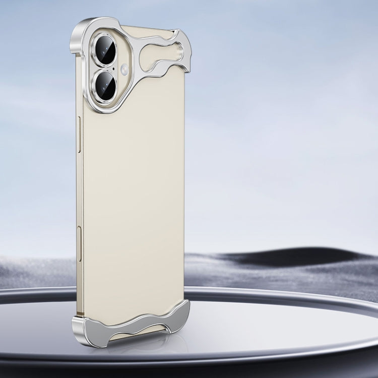 For iPhone 16 Frameless Metal Corner Pad Phone Case with Lens Film(Silver) - iPhone 16 Cases by PMC Jewellery | Online Shopping South Africa | PMC Jewellery | Buy Now Pay Later Mobicred