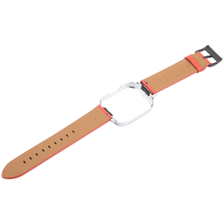 For Redmi Watch 3 Lite Metal Frame Integrated Leather Watch Band(Red) - free shipping - PMc TechLife - Order now!