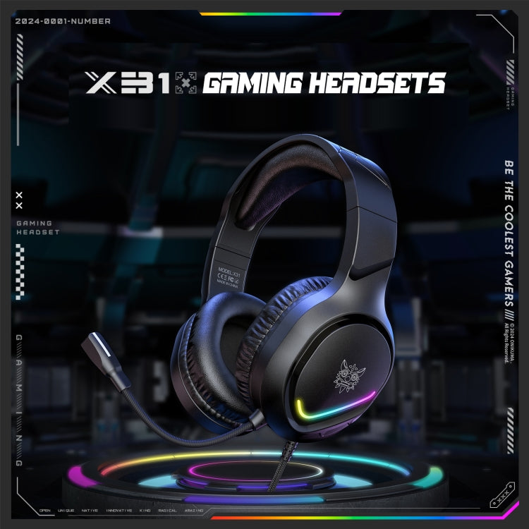 ONIKUMA X31 USB / 3.5mm Wired RGB Light Gaming Headset with Mic, Cable length: 2.2m(Black) - free shipping - PMC Jewellery - Order now!