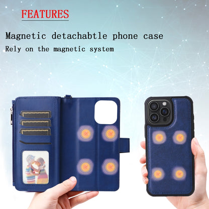 For iPhone 16 Pro Max Solid Color 2 in 1 Zipper Shockproof Phone Case(Blue) - iPhone 16 Pro Max Cases by PMC Jewellery | Online Shopping South Africa | PMC Jewellery | Buy Now Pay Later Mobicred