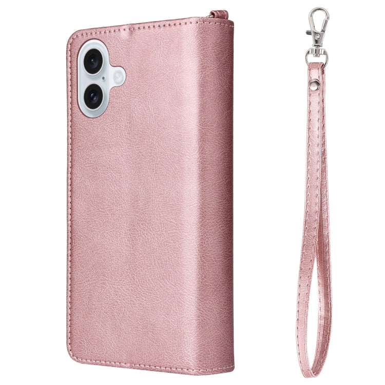 For iPhone 16 Plus Solid Color 2 in 1 Zipper Shockproof Phone Case(Rose Gold) - iPhone 16 Plus Cases by PMC Jewellery | Online Shopping South Africa | PMC Jewellery | Buy Now Pay Later Mobicred