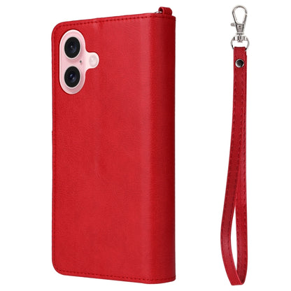 For iPhone 16 Solid Color 2 in 1 Zipper Shockproof Phone Case(Red) - iPhone 16 Cases by PMC Jewellery | Online Shopping South Africa | PMC Jewellery | Buy Now Pay Later Mobicred