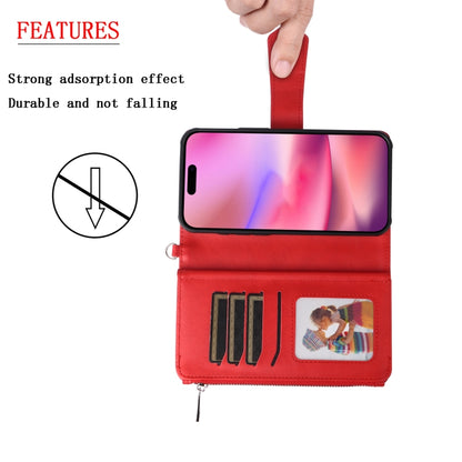 For iPhone 16 Solid Color 2 in 1 Zipper Shockproof Phone Case(Red) - iPhone 16 Cases by PMC Jewellery | Online Shopping South Africa | PMC Jewellery | Buy Now Pay Later Mobicred