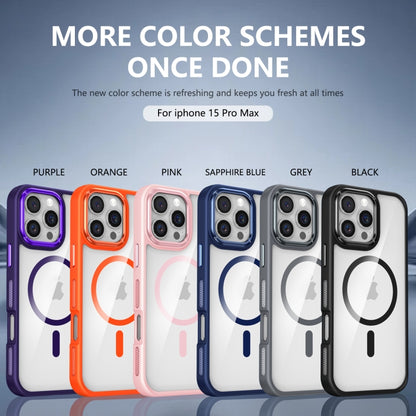 For iPhone 16 Pro Breathable Skin Feel Transparent MagSafe Magnetic Phone Case(Purple) - iPhone 16 Pro Cases by PMC Jewellery | Online Shopping South Africa | PMC Jewellery | Buy Now Pay Later Mobicred