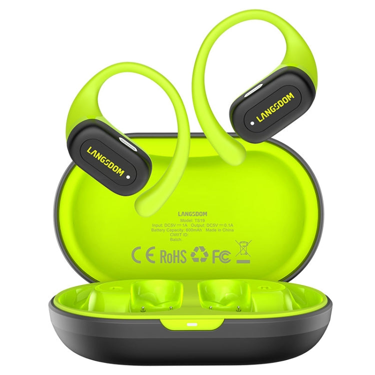 Langsdom TS19 Ear-mounted ENC Noise Reduction Wireless Bluetooth Earphone(Black Green) - Bluetooth Earphone by Langsdom | Online Shopping South Africa | PMC Jewellery | Buy Now Pay Later Mobicred