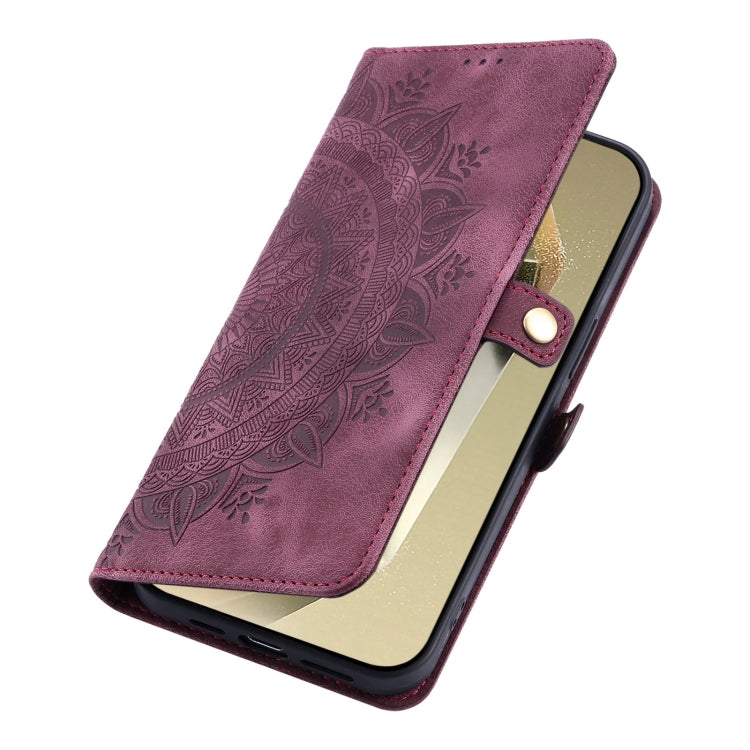 For Samsung Galaxy S25 Ultra 5G Skin Feel Totem Embossed Leather Phone Case(Wine Red) - Galaxy S25 Ultra 5G Cases by PMC Jewellery | Online Shopping South Africa | PMC Jewellery | Buy Now Pay Later Mobicred