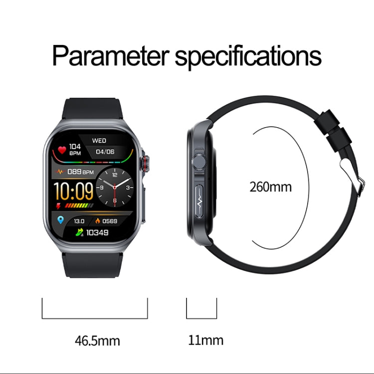 ET585 2.04 inch Silicone Strap IP68 Waterproof Smart Watch, Support ECG / Blood Composition Measurement(Black) - Smart Watches by PMC Jewellery | Online Shopping South Africa | PMC Jewellery | Buy Now Pay Later Mobicred