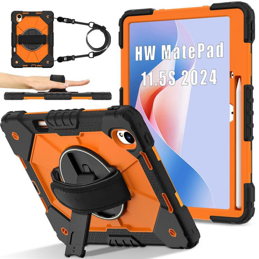 For Huawei MatePad 11.5 S Contrast Color Robot Silicone Hybrid PC Tablet Case(Black Orange) - Huawei by PMC Jewellery | Online Shopping South Africa | PMC Jewellery | Buy Now Pay Later Mobicred