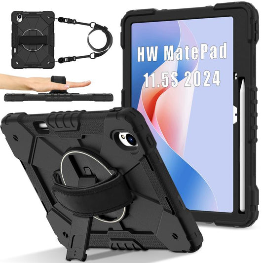 For Huawei MatePad 11.5 S Contrast Color Robot Silicone Hybrid PC Tablet Case(Black) - Huawei by PMC Jewellery | Online Shopping South Africa | PMC Jewellery | Buy Now Pay Later Mobicred