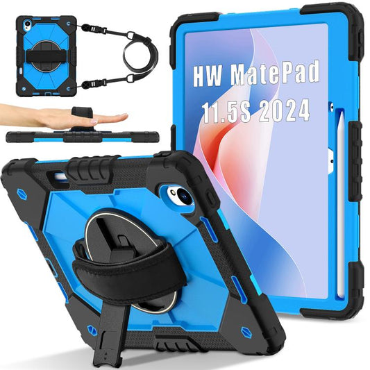 For Huawei MatePad 11.5 S Contrast Color Robot Silicone Hybrid PC Tablet Case(Black Blue) - Huawei by PMC Jewellery | Online Shopping South Africa | PMC Jewellery | Buy Now Pay Later Mobicred