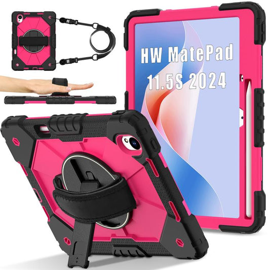 For Huawei MatePad 11.5 S Contrast Color Robot Silicone Hybrid PC Tablet Case(Black Rose Red) - Huawei by PMC Jewellery | Online Shopping South Africa | PMC Jewellery | Buy Now Pay Later Mobicred