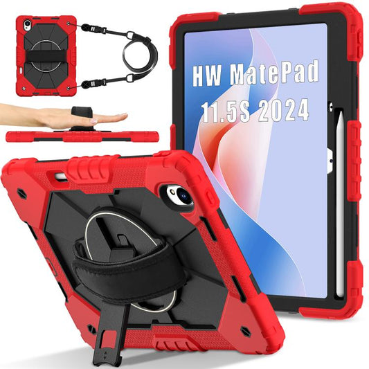 For Huawei MatePad 11.5 S Contrast Color Robot Silicone Hybrid PC Tablet Case(Red Black) - Huawei by PMC Jewellery | Online Shopping South Africa | PMC Jewellery | Buy Now Pay Later Mobicred