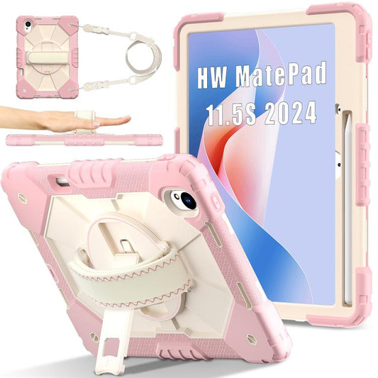 For Huawei MatePad 11.5 S Contrast Color Robot Silicone Hybrid PC Tablet Case(Rose Gold Beige) - Huawei by PMC Jewellery | Online Shopping South Africa | PMC Jewellery | Buy Now Pay Later Mobicred