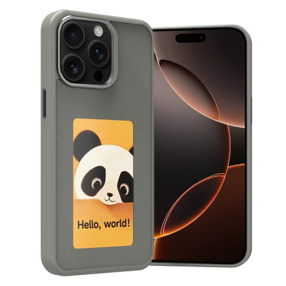 For iPhone 16 Pro Four-Color E-ink Screen NFC DIY Phone Case(Grey) - iPhone 16 Pro Cases by PMC Jewellery | Online Shopping South Africa | PMC Jewellery | Buy Now Pay Later Mobicred