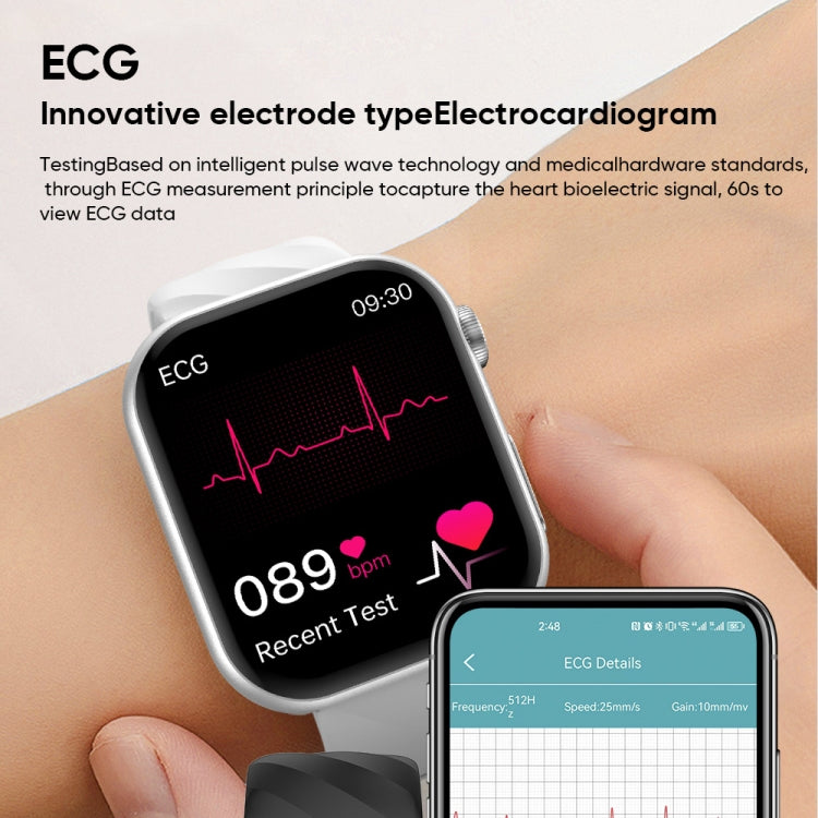 MT500 1.97 inch IP67 Waterproof Smart Watch, Support Electrocardiogram / Temperature Measurement(White) - Smart Watches by PMC TechLife | Online Shopping South Africa | PMC TechLife | Buy Now Pay Later Mobicred