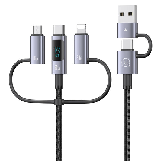 USAMS 60W 6 in 1 Digital Display Fast Charging Cable, Length:1.2m(Titanium Gray) - Multifunction Cable by USAMS | Online Shopping South Africa | PMC Jewellery | Buy Now Pay Later Mobicred