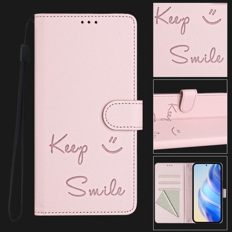 For Samsung Galaxy S25+ 5G Smile Embossing RFID Leather Phone Case(Pink) - Galaxy S25+ 5G Cases by PMC Jewellery | Online Shopping South Africa | PMC Jewellery | Buy Now Pay Later Mobicred