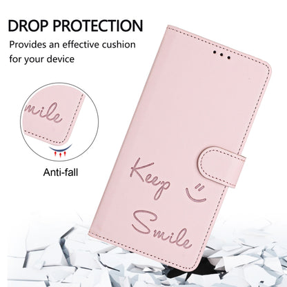 For Samsung Galaxy S25+ 5G Smile Embossing RFID Leather Phone Case(Pink) - Galaxy S25+ 5G Cases by PMC Jewellery | Online Shopping South Africa | PMC Jewellery | Buy Now Pay Later Mobicred