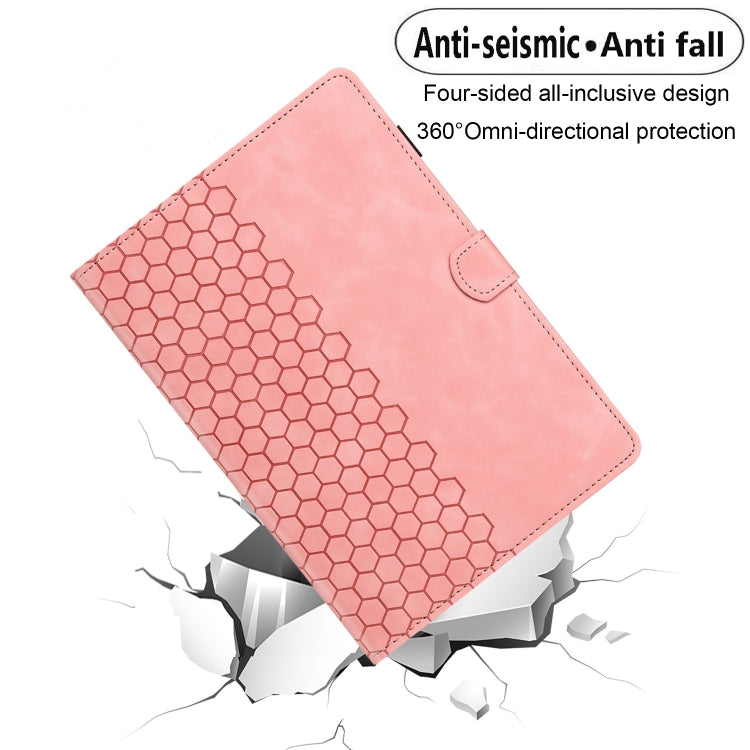 For Samsung Galaxy Tab S9 / S9 FE Honeycomb Embossed Leather Smart Tablet Case(Pink) - Galaxy Tab S9 Cases by PMC Jewellery | Online Shopping South Africa | PMC Jewellery | Buy Now Pay Later Mobicred