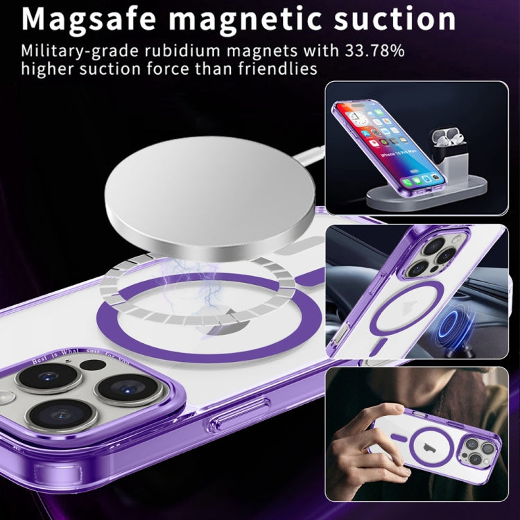 For iPhone 16 Pro Ice Color Magnetic Series Magsafe Magnetic PC Hybrid TPU Phone Case(Purple) - iPhone 16 Pro Cases by PMC Jewellery | Online Shopping South Africa | PMC Jewellery | Buy Now Pay Later Mobicred