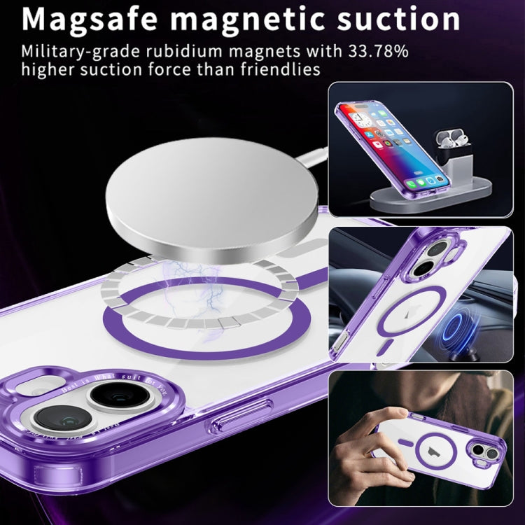 For iPhone 16 Ice Color Magnetic Series Magsafe Magnetic PC Hybrid TPU Phone Case(Purple) - iPhone 16 Cases by PMC Jewellery | Online Shopping South Africa | PMC Jewellery | Buy Now Pay Later Mobicred