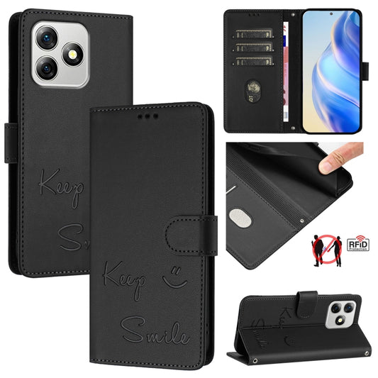 For Ulefone Note 18 Ultra 5G Smile Embossing RFID Leather Phone Case(Black) - Ulefone Cases by PMC Jewellery | Online Shopping South Africa | PMC Jewellery | Buy Now Pay Later Mobicred