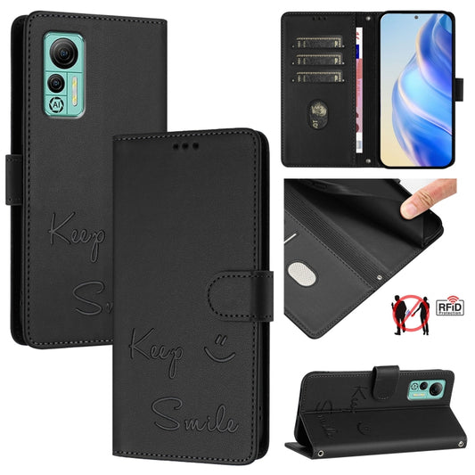 For Ulefone Note 14 Smile Embossing RFID Leather Phone Case(Black) - Ulefone Cases by PMC Jewellery | Online Shopping South Africa | PMC Jewellery | Buy Now Pay Later Mobicred