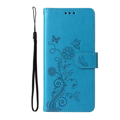 For Samsung Galaxy S25 5G Embossed Butterfly Flowers Leather Phone Case(Blue) - Galaxy S25 5G Cases by PMC Jewellery | Online Shopping South Africa | PMC Jewellery | Buy Now Pay Later Mobicred