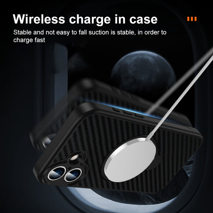 For iPhone 16 Carbon Fiber MagSafe 360 Degree Rotating Holder Phone Case(Black) - iPhone 16 Cases by PMC Jewellery | Online Shopping South Africa | PMC Jewellery | Buy Now Pay Later Mobicred