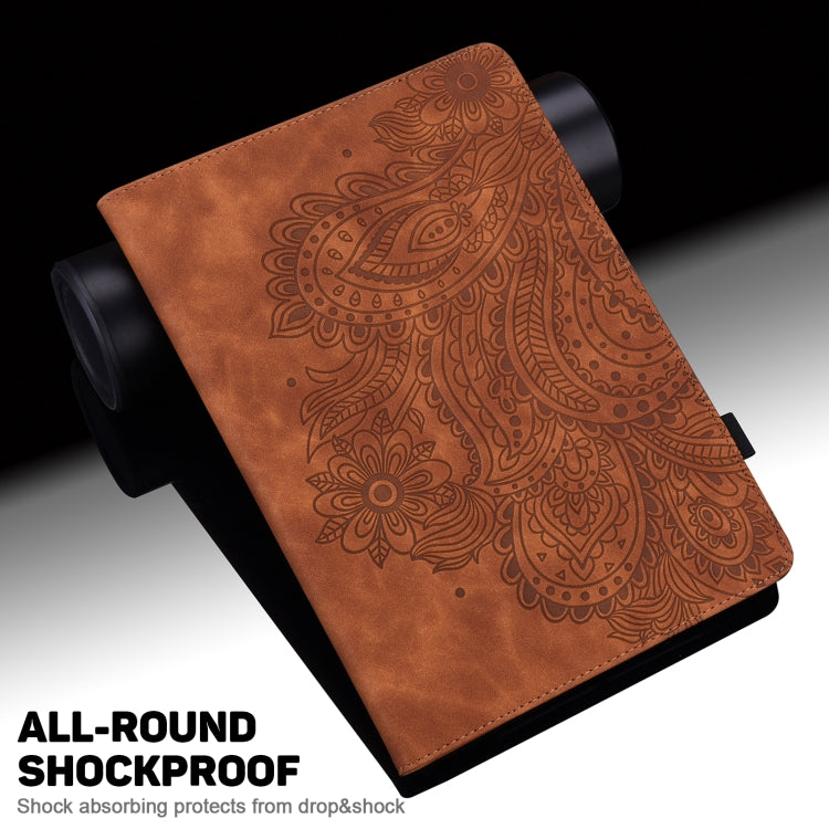 For Honor Pad 8 Peacock Embossed Pattern Leather Tablet Case(Brown) - Honor by PMC TechLife | Online Shopping South Africa | PMC TechLife | Buy Now Pay Later Mobicred