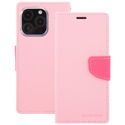 For iPhone 16 Pro Max GOOSPERY FANCY DIARY Cross Texture Leather Phone Case(Pink) - iPhone 16 Pro Max Cases by GOOSPERY | Online Shopping South Africa | PMC Jewellery | Buy Now Pay Later Mobicred