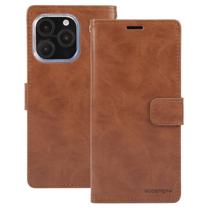 For iPhone 16 Pro GOOSPERY BLUE MOON Crazy Horse Texture Leather Phone Case(Brown) - iPhone 16 Pro Cases by GOOSPERY | Online Shopping South Africa | PMC Jewellery | Buy Now Pay Later Mobicred