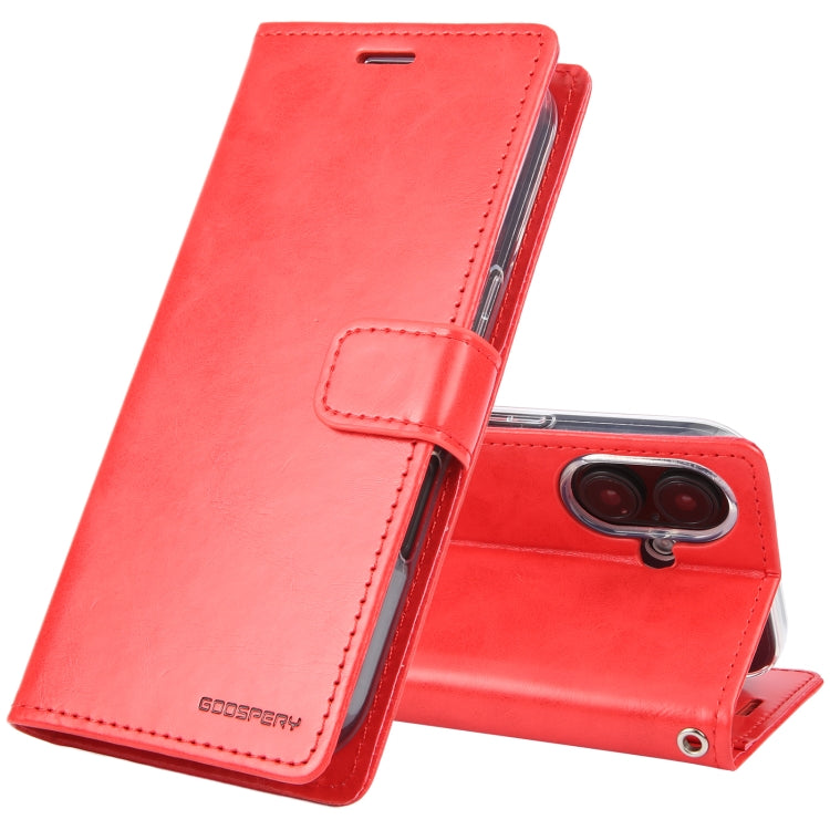 For iPhone 16 Plus GOOSPERY BLUE MOON Crazy Horse Texture Leather Phone Case(Red) - iPhone 16 Plus Cases by GOOSPERY | Online Shopping South Africa | PMC Jewellery | Buy Now Pay Later Mobicred