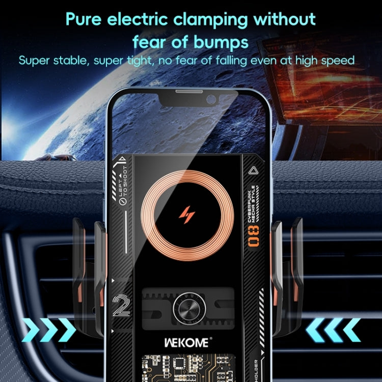 WEKOME WP-U208 15W Mechanical Transparent Wireless Charging Car Holder(Black) - Wireless Charger Holders by WK | Online Shopping South Africa | PMC Jewellery | Buy Now Pay Later Mobicred