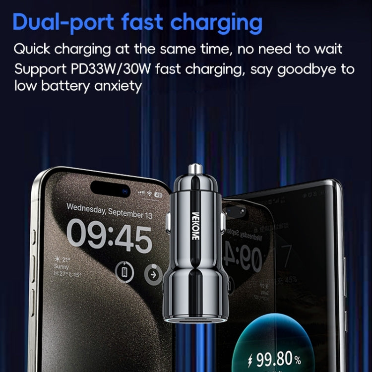 WEKOME WP-C49 Pop Digital Series USB, USB-C / Type-C 63W Fast Car Charger(Tarnish) - Car Charger by WK | Online Shopping South Africa | PMC Jewellery | Buy Now Pay Later Mobicred