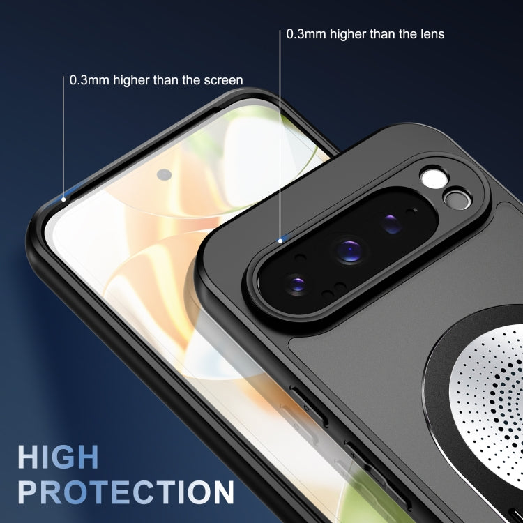 For Google Pixel 9 / 9 Pro Heat Dissipation Aromatherapy MagSafe Holder Phone Case(Black) - Google Cases by PMC TechLife | Online Shopping South Africa | PMC TechLife | Buy Now Pay Later Mobicred