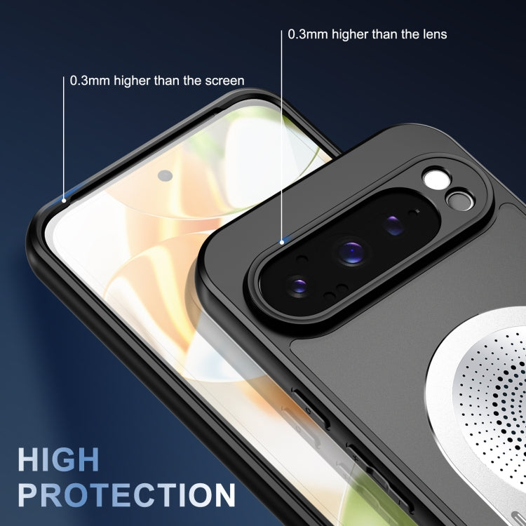 For Google Pixel 9 / 9 Pro Heat Dissipation Aromatherapy MagSafe Holder Phone Case(Silver) - Google Cases by PMC TechLife | Online Shopping South Africa | PMC TechLife | Buy Now Pay Later Mobicred