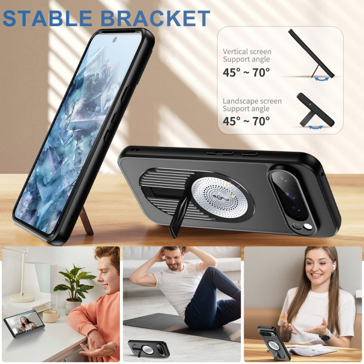 For Google Pixel 9 Pro XL Heat Dissipation Aromatherapy MagSafe Holder Phone Case(Black) - Google Cases by PMC TechLife | Online Shopping South Africa | PMC TechLife | Buy Now Pay Later Mobicred